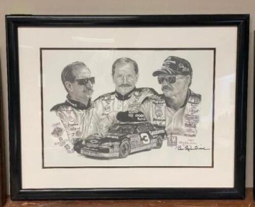 FRAMED DALE EARNHARDT SR. LITHOGRAPH (2000) - SIGNED BY ROBERT STEPHEN SIMON NASCAR RACING