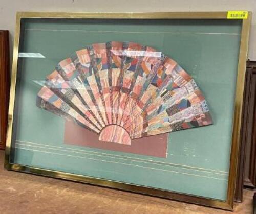 19TH CENTURY FRENCH PAINTED PAPER FAN - FRAMED