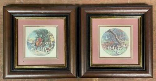 (2) - FRAMED HOUND HUNTING PRINTS