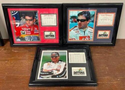 (3) - PC. DAYTONA SPEEDWAY FRAMED RACING LEGENDS SET