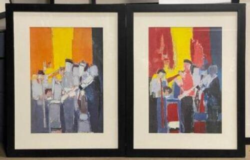 (2) - FRAMED MATCHING CONTEMPORARY ART PIECES - PRINT