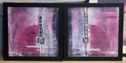 (2) - FRAMED MATCHING CONTEMPORARY ART PIECES - PRINT