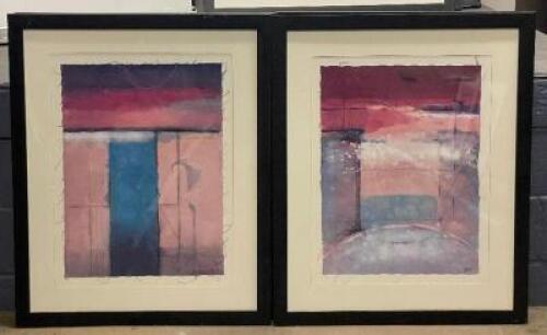 (2) - FRAMED MATCHING CONTEMPORARY ART PIECES - PRINT
