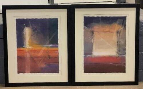 (2) - FRAMED MATCHING CONTEMPORARY ART PIECES - PRINT