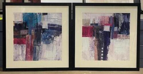 (2) - FRAMED MATCHING CONTEMPORARY ART PIECES - PRINT