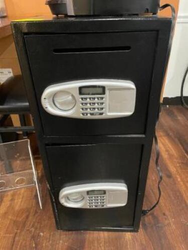DESCRIPTION: TWO COMPARTMENT DIGITAL SAFE. ADDITIONAL INFORMATION BOTH SAFES ARE OPEN AND OWNER STATES CAN BE REPROGRAMED WITH YOUR OWN COMBO. LOCATIO