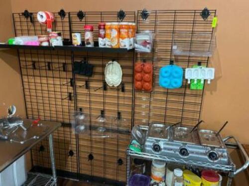 DESCRIPTION: (3) SECTIONS OF 24" X 72" WIRE GRID WALL SHELVING ADDITIONAL INFORMATION CONTENTS NOT INCLUDED. LOCATION: KITCHEN THIS LOT IS: SOLD BY TH