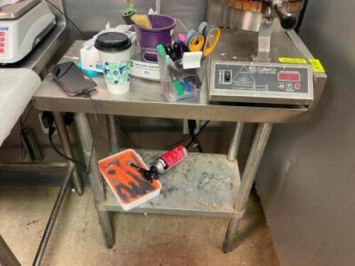 DESCRIPTION: 15" X 30" STAINLESS TABLE W/ 4" BACK SPLASH ADDITIONAL INFORMATION CONTENTS NOT INCLUDED. SIZE 15" X 30" LOCATION: KITCHEN QTY: 1