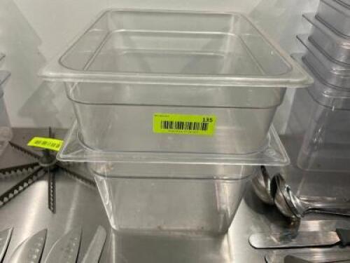 DESCRIPTION: (2) HALF SIZE PLASTIC INSERTS ADDITIONAL INFORMATION 6" X AND 4" DEEP LOCATION: KITCHEN THIS LOT IS: SOLD BY THE PIECE QTY: 2