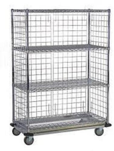 DESCRIPTION: (1) SECURITY GATE WITH 2 SHELVES, WIRE BRAND/MODEL: TSS INFORMATION: CHROME RETAIL$: $1444.50 EA SIZE: 24X48X60 QTY: 1