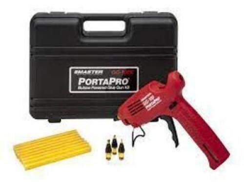 DESCRIPTION: (1) PORTA PRO HOT GLUE GUN KIT BRAND/MODEL: MASTER APPLIANCE #GG-100K INFORMATION: BLACK CARRY CASE RETAIL$: $69.00 EA QTY: 1