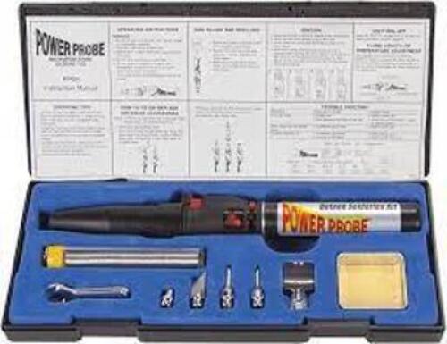DESCRIPTION: (1) BUTANE SOLDERING KIT BRAND/MODEL: POWER PROBE #PPSK INFORMATION: BLACK CARRY CASE RETAIL$: $72.21 EA QTY: 1