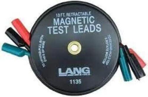 DESCRIPTION: (1) RETRACTABLE MAGNETIC TEST LEADS BRAND/MODEL: LANG #1135 INFORMATION: BLACK RETAIL$: $34.51 EA SIZE: 3X10' QTY: 1