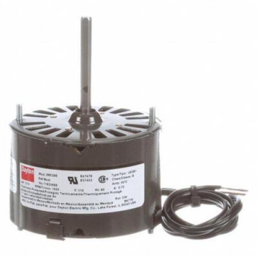 DESCRIPTION: (2) HVAC MOTOR, OPEN OVER-AIR BRAND/MODEL: DAYTON #3M538 RETAIL$: $53.80 EA SIZE: 1/70 HP, 1,550 NAMEPLATE RPM, 1 SPEED, 115V AC, STUD MO