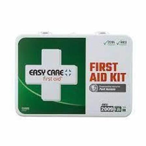 DESCRIPTION: (2) FIRST AID KITS BRAND/MODEL: EASY CARE #35KR93 INFORMATION: WHITE WITH GREEN RETAIL$: $47.91 EA SIZE: 25 PEOPLE QTY: 2