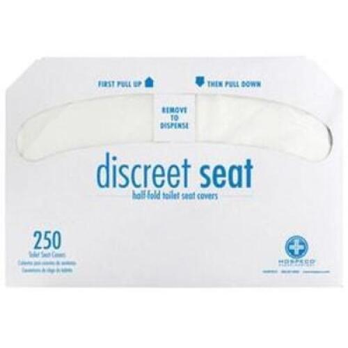 DESCRIPTION: (1) CASE OF (20) PACKS OF (250) HALF FOLD TOILET SEAT COVERS BRAND/MODEL: HOSPECO DISCREET #DS-5000 RETAIL$: $60.00 EA QTY: 1