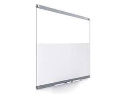 DESCRIPTION: (1) FRAMELESS WALL MOUNTED MAGNETIC GLASS DRY ERASE BOARD BRAND/MODEL: QUARTET #GI3624 RETAIL$: $100.00 EA SIZE: 36X24 QTY: 1