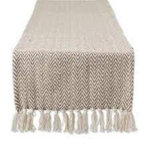 DESCRIPTION: (3) COTTON HANDLOOM TABLE RUNNER BRAND/MODEL: DESIGN IMPORTS INFORMATION: BROWN RETAIL$: $15.29 EA SIZE: 15X72 QTY: 3