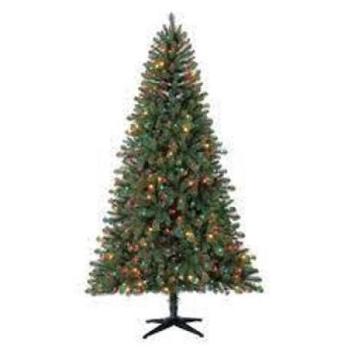 DESCRIPTION: (1) PRE LIT ARTIFICIAL CHRISTMAS TREE BRAND/MODEL: HOLIDAY TIME RETAIL$: $90.00EA SIZE: 7 FOOT QTY: 1