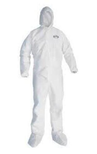 DESCRIPTION: (1) PACK OF (24) DISPOSABLE COVERALLS BRAND/MODEL: COLOGUARD/107-KG INFORMATION: WHITE/WITH ELASTIC WRIST & ANKLE RETAIL$: 44.00 PER PK O