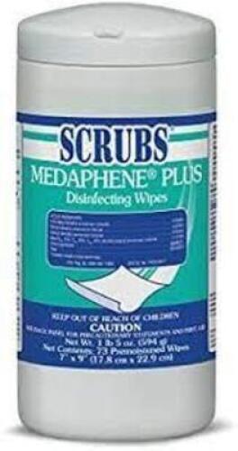 DESCRIPTION: (2) DISINFECTANT WIPES BRAND/MODEL: SCRUBS #54VH90 RETAIL$: $13.00 EA SIZE: 9X7 QTY: 2