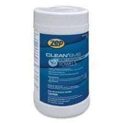 DESCRIPTION: (6) CLEAN EMS SPIRIT 2 DISINFECTANT TOWELS BRAND/MODEL: ZEP RETAIL$: 40 PRE MEASURED TOWELETTES 1"X10" SIZE: ONE MONEY QTY: 6