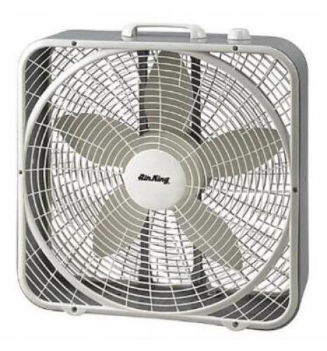 DESCRIPTION (1) AIR KING BOX FAN BRAND/MODEL 9723 ADDITIONAL INFORMATION 3-SPEED/120VAC/RETAILS AT $49.98 SIZE 22-1/2"H X 6-3/8"W X 20"BLADE DIA THIS