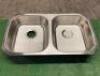 33" X 18.5" DOUBLE WELL STAINLESS KITCHEN SINK