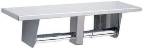 SURFACE MOUNTED DOUBLE TOILET TISSUE DISPENSER WITH SHELF
