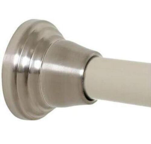 RUSTPROOF DECORATIVE FINIAL 46 IN. - 72 IN. ALUMINUM ADJUSTABLE TENSION NO-TOOLS SHOWER ROD IN BRUSHED NICKEL