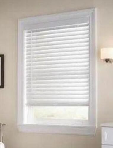 WHITE CORDLESS ROOM DARKENING 2 IN. FAUX WOOD BLIND FOR WINDOW - 30 IN. W X 72 IN. L