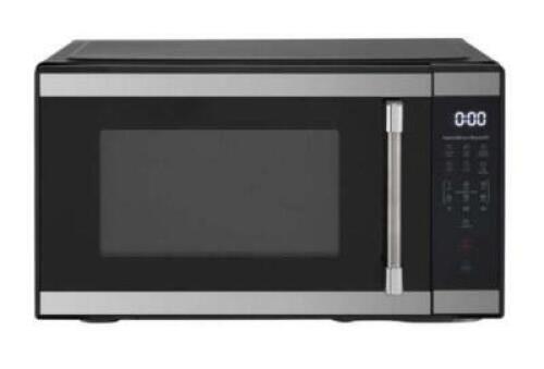 DESCRIPTION: (1) STAINLESS STEEL MICROWAVE OVEN BRAND/MODEL: HAMILTON BEACH/HB61S100027880 INFORMATION: 1000W, LED DISPLAY RETAIL$: $77 SIZE: 1.1CUFT