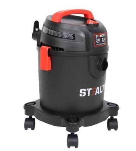 DESCRIPTION: (1) WET/DRY VACCUUM BRAND/MODEL: STEALTH/AT18202P-3B INFORMATION: SWIVELING CASTERS, 3 PEAK HP RETAIL$: $35.88 SIZE: 15.00 x 15.00 x 10.0