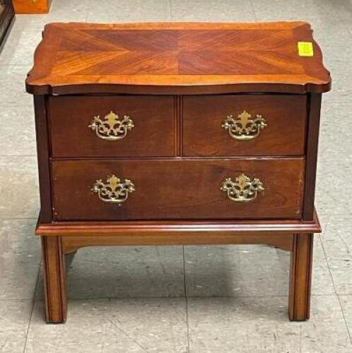 21" - 2 DRAWER END TABLE WITH GOLD ACCENTS