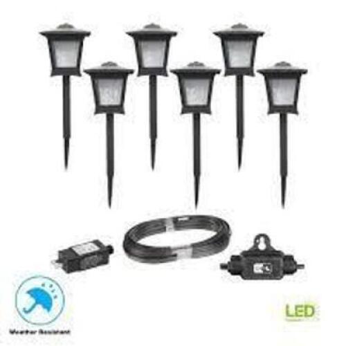 (2) Hampton Bay Low Voltage Black LED Integrated Path Light Kit (6-Pack)