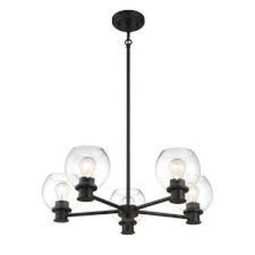5-Light Coal Chandelier with Clear Glass Shades