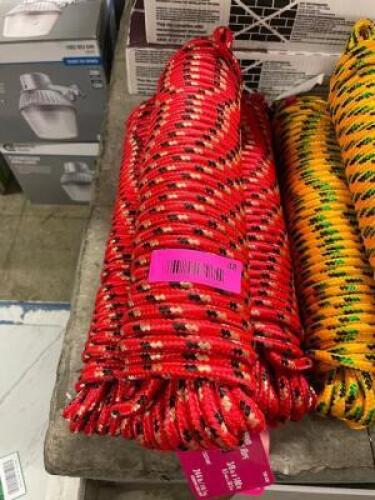 (3) SECTIONS OF DIAMOND BRAID POLU ROPE 100' X 3/8"
