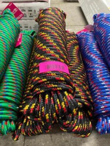 (3) SECTIONS OF DIAMOND BRAID POLU ROPE 100' X 3/8"
