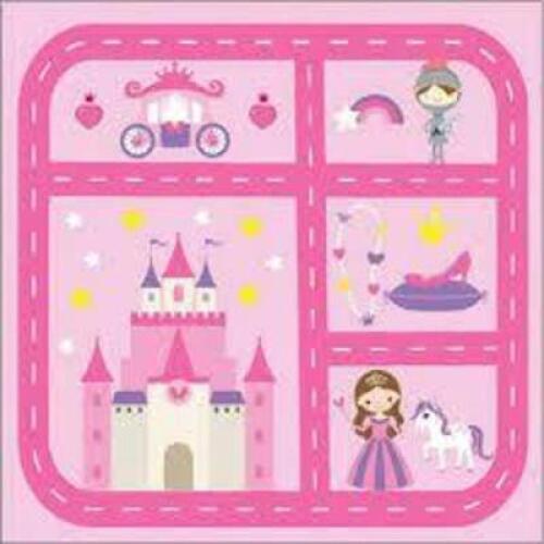 (3) Princess Play Town Pink 4 ft. x 4 ft. Kids Rug Plus Toy Set