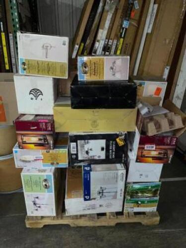 (1) PALLET OF ASSORTED NON WORKING/ MISSING HARDWARE/ BROKEN SHADES LIGHT FIXTURES.