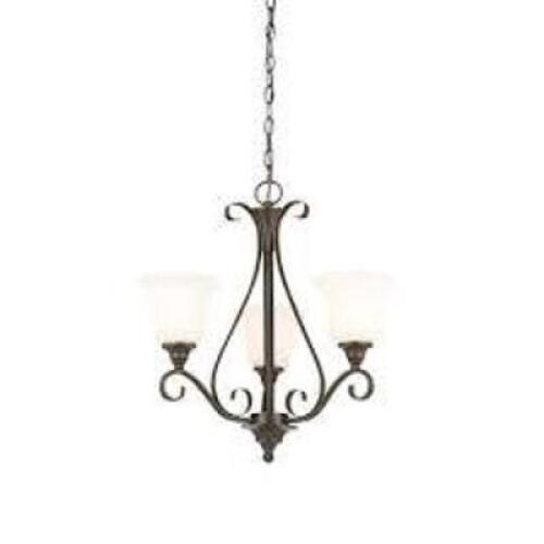 Westwood 3-Light Oil Rubbed Bronze Chandelier with Frosted White Glass Shades