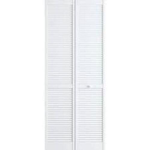 24 in. x 80 in. Louver Pine White Interior Closet Bi-fold Door