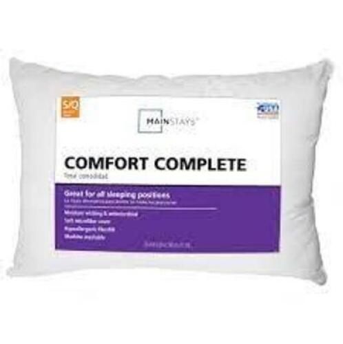 DESCRIPTION: (2) COMFORT COMPLETE PILLOWS BRAND/MODEL: MAINSTAYS RETAIL$: $11.99 EA SIZE: STANDARD QUEEN QTY: 2