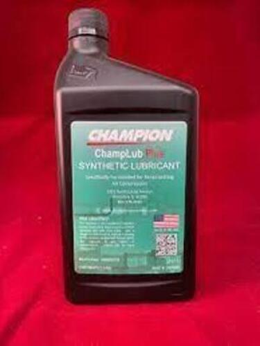 DESCRIPTION: (6) SYNTHETIC RECIPROCATING AIR COMPRESS LUBE BRAND/MODEL: CHAMPLUB SIZE: 1 QT QTY: 6