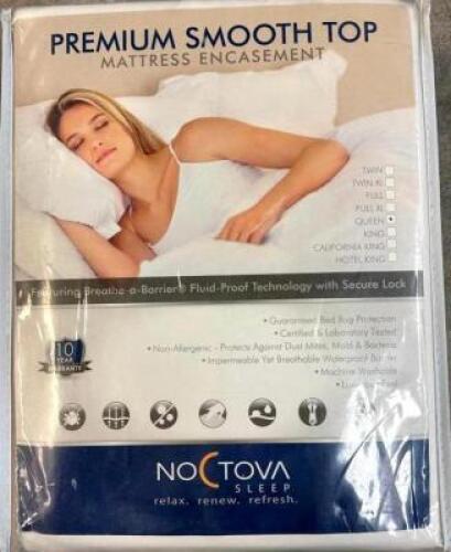 DESCRIPTION: PREMIUM SMOTH TOP MATTRESS ENCASEMENT- QUEEN BRAND/MODEL: NOCTOVA SIZE: QUEEN