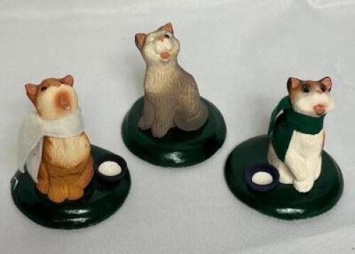 (3) - PC. BYERS CHOICE CHRISTMAS CAT MINIATURE SET