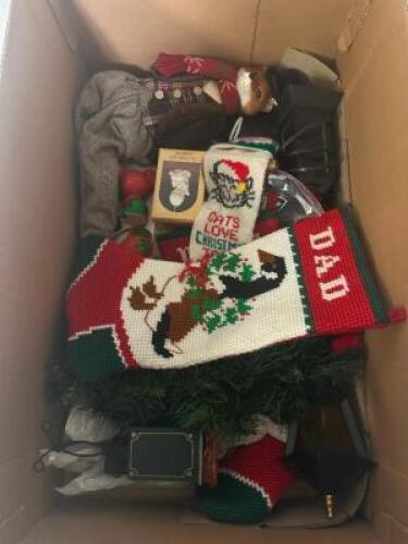 BOX OF ASSORTED CHRISTMAS DECORATIONS