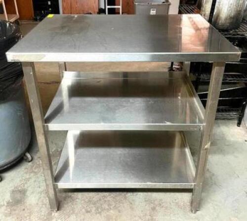 3' STAINLESS STEEL TABLE WITH STAINLESS UNDERSHELVES AND WELDED LEGS