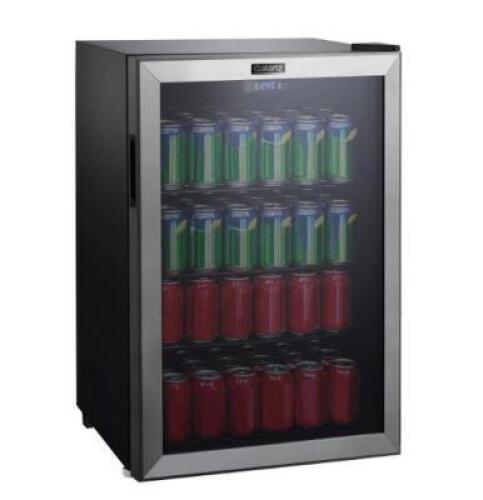 DESCRIPTION: (1) CAN BEVERAGE CENTER BRAND/MODEL: GALANZ/GLB45MS2F07 INFORMATION: 152 CAN CAPACITY RETAIL$: $259 SIZE: 20.50 x 19.10 x 33.40, 4.5CUFT