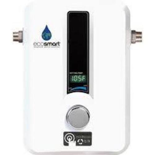 DESCRIPTION: (1) ELECTRIC TANKLESS WATER HEATER BRAND/MODEL: ECOSMART #ECO11 RETAIL$: $269.00 EA SIZE: 11.5"H 8"W 3.75"D QTY: 1